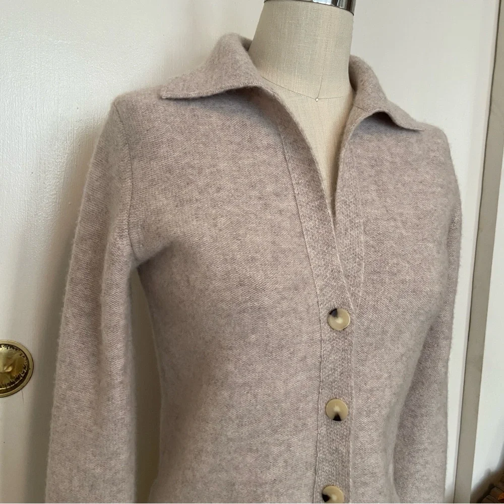 $445 Vince Plush Cashmere Polo Cardigan